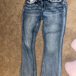 Miss Me Women's Distressed Blue Straight Leg Jeans